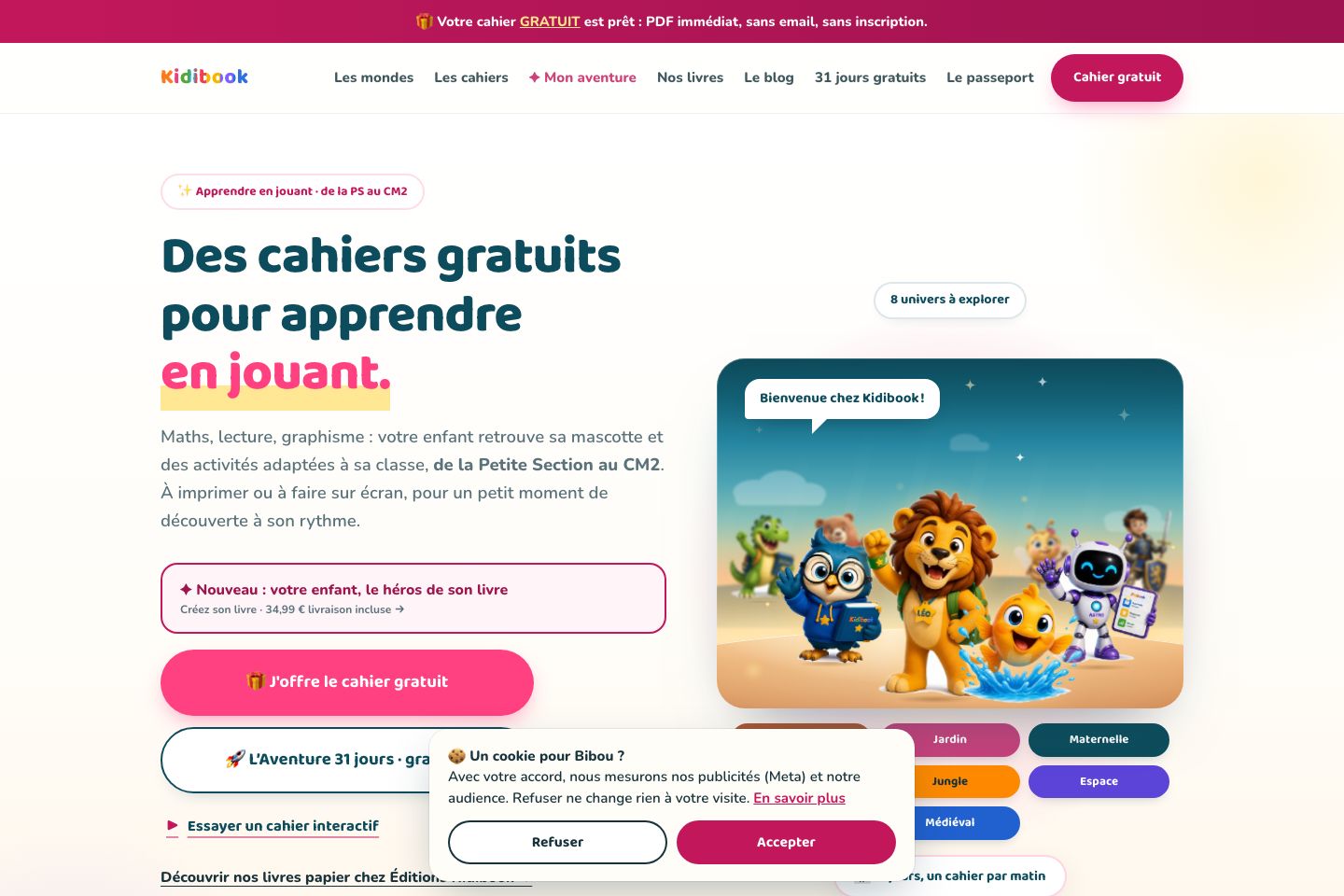 Aperçu du site Kidibook