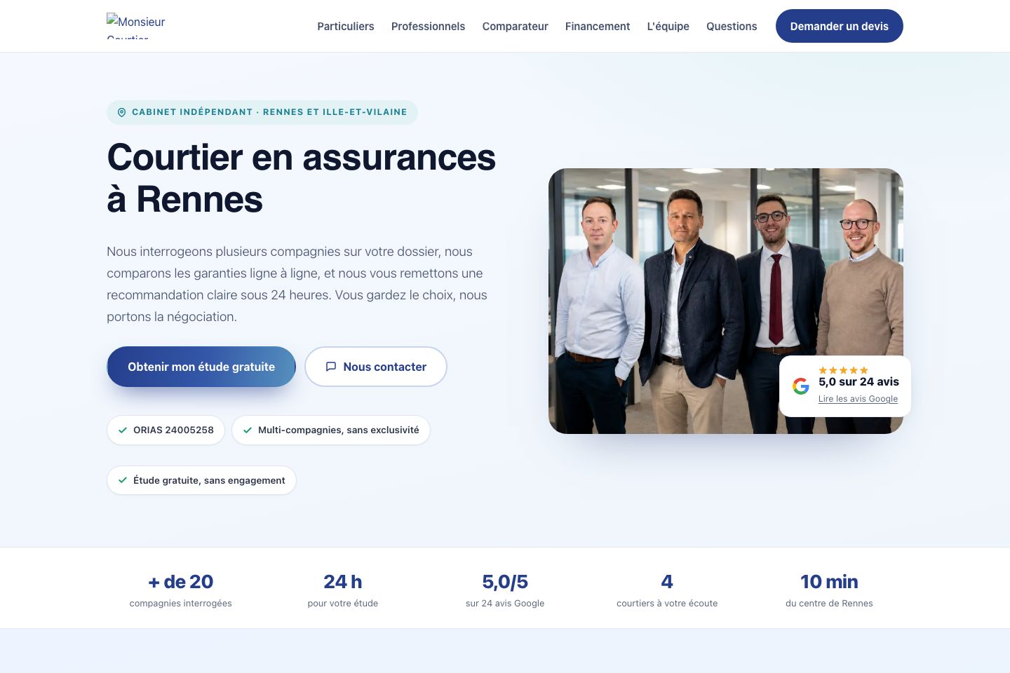 Aperçu du site Monsieur Courtier