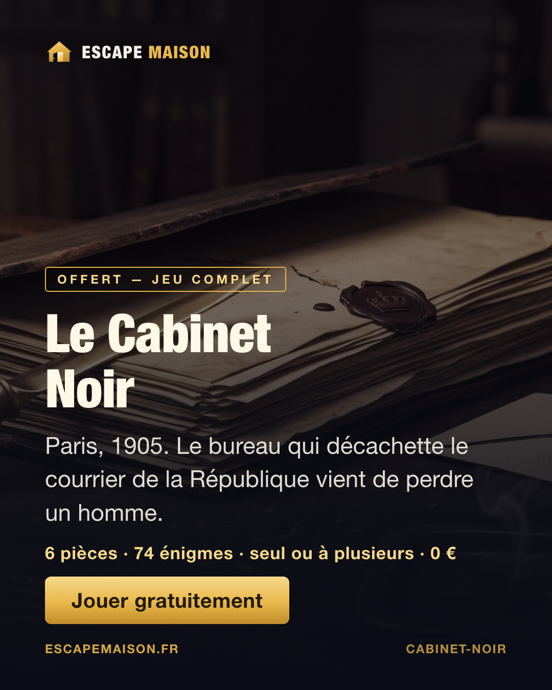Exemple de visuel Escape Maison produit par mon usine de contenu