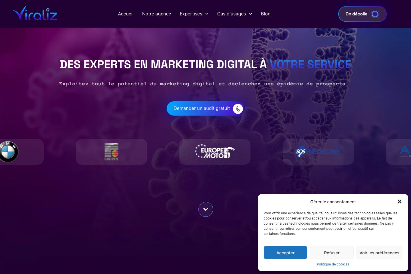 Aperçu du site de l’agence Viraliz